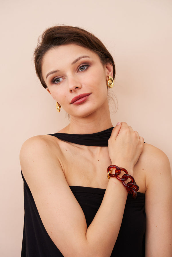 Kenneth Jay Lane Tortoise Resin Link Bracelet