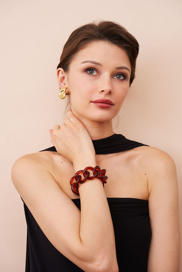 Kenneth Jay Lane Tortoise Resin Link Bracelet