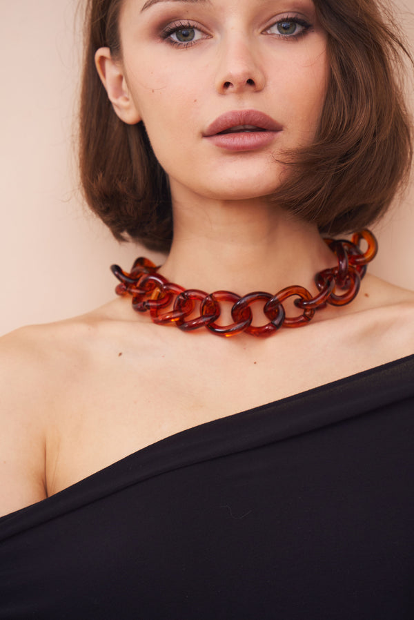 Kenneth Jay Lane Tortoise Resin Link Necklace