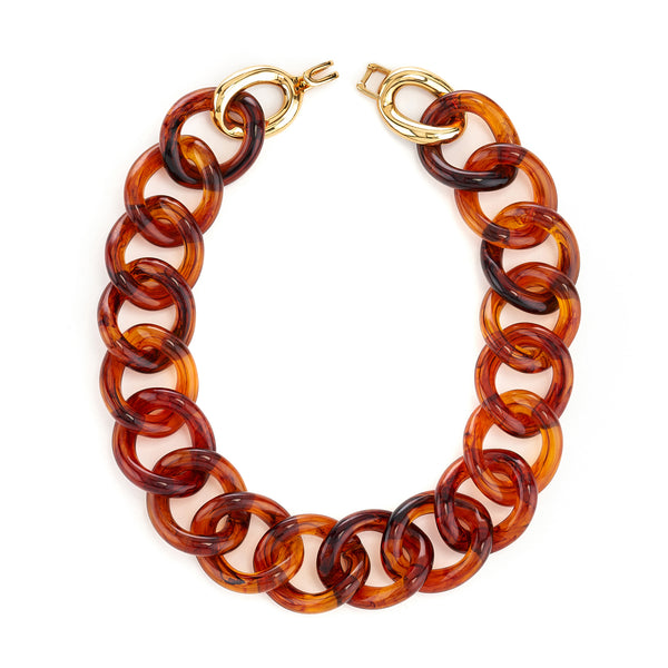 kenneth jay lane Tortoise Resin Link Necklace