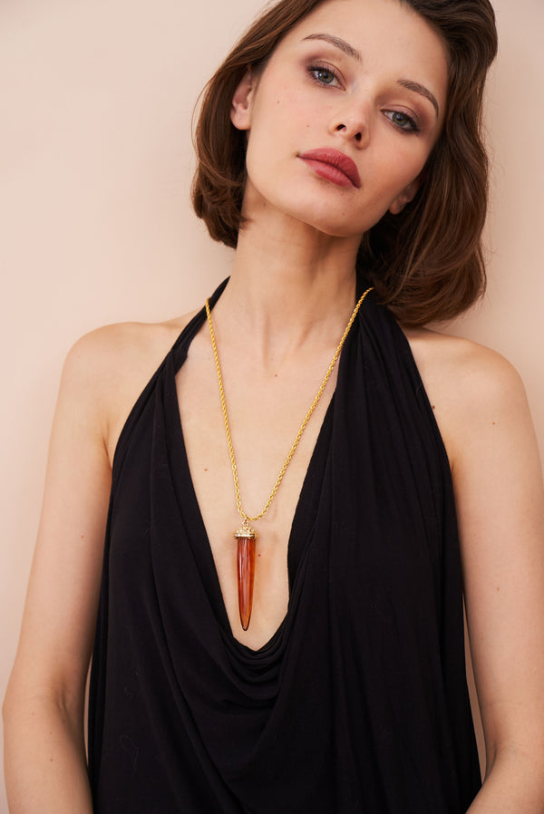Kenneth Jay Lane Tortoise Tusk Pendant Necklace