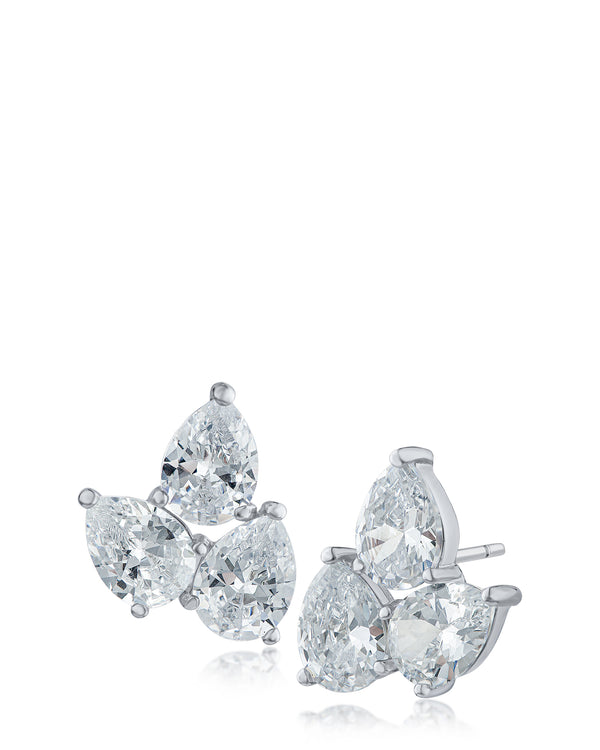 kenneth jay lane Triple Pear CZ Cluster Earrings