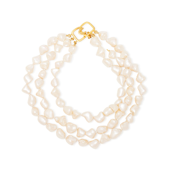 kenneth jay lane Triple Row Baroque Pearl Necklace