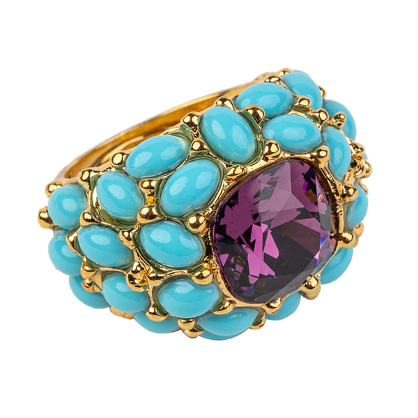Kenneth Jay Lane Turquoise & Amethyst Ring