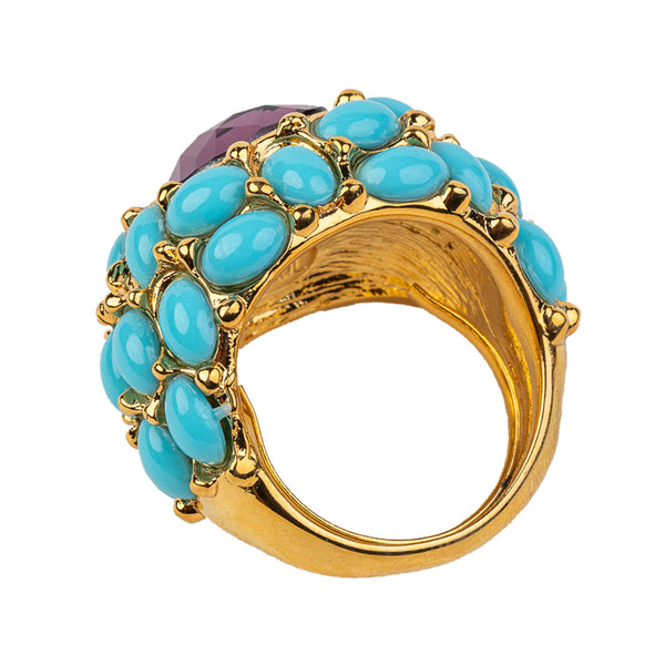 Kenneth Jay Lane Turquoise & Amethyst Ring