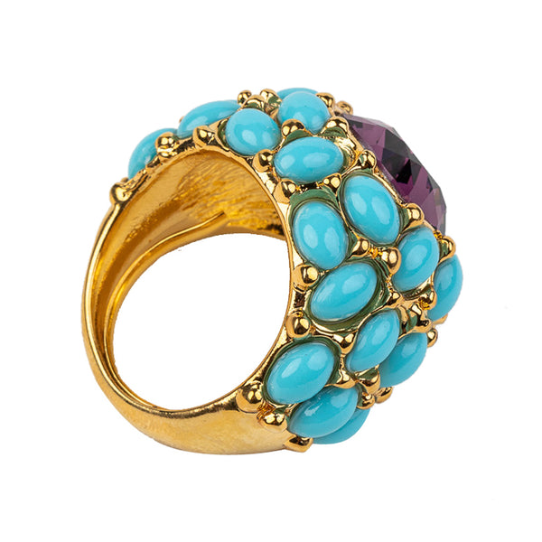 Kenneth Jay Lane Turquoise & Amethyst Ring