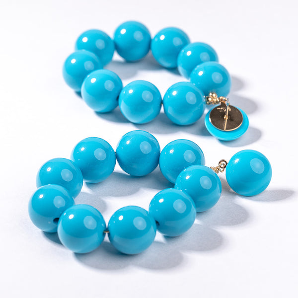 Kenneth Jay Lane Turquoise Balls Hoop Earring