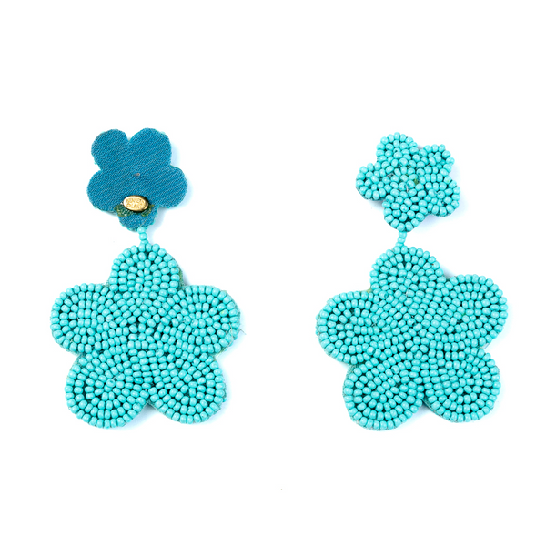 Kenneth Jay Lane Turquoise Bead Flower Earrings