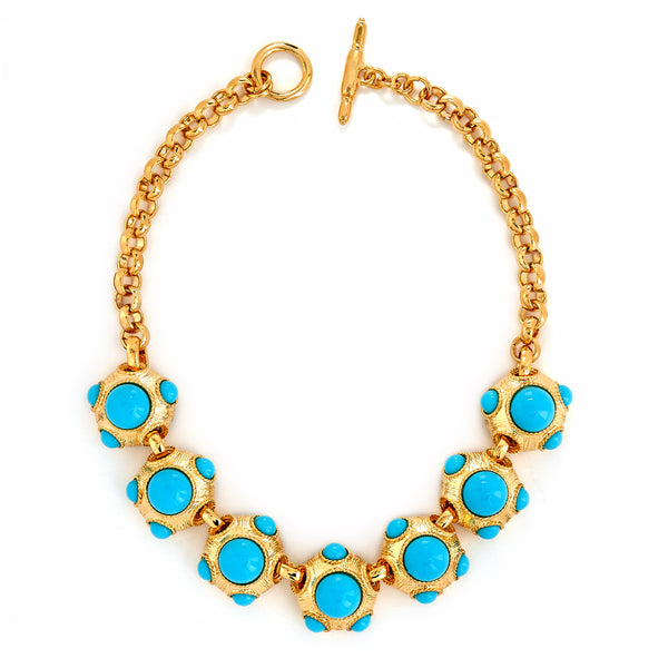 kenneth jay lane Turquoise Cabochon Necklace