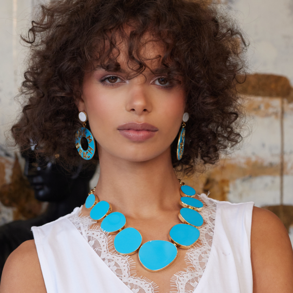 Kenneth Jay Lane Turquoise Enamel Necklace