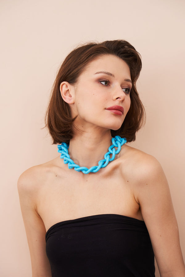 Kenneth Jay Lane Turquoise Resin Link Necklace