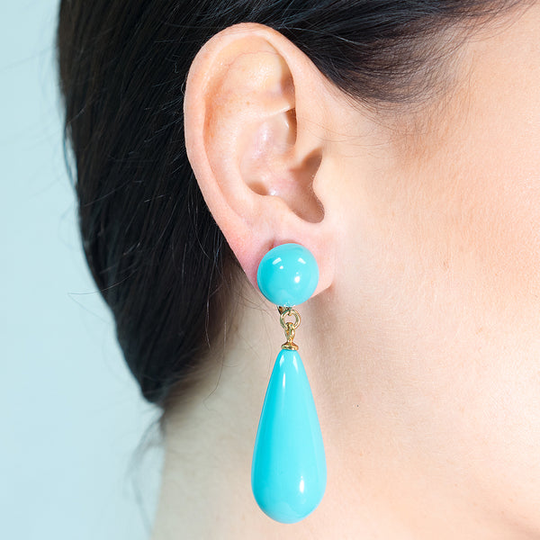 Kenneth Jay Lane Turquoise Resin Teardrop Earrings