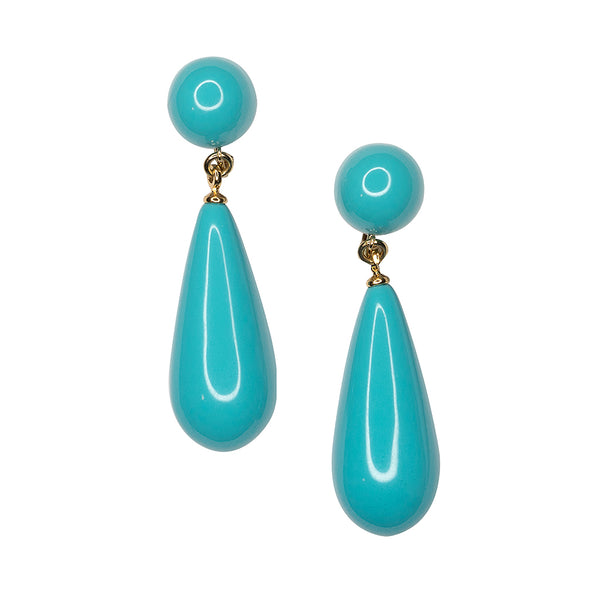 kenneth jay lane Turquoise Resin Teardrop Earrings