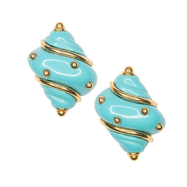 kenneth jay lane Turquoise Seashell Clip Earrings