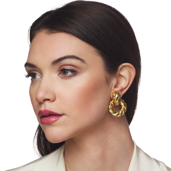 Kenneth Jay Lane Twist Doorknocker Clip Earring