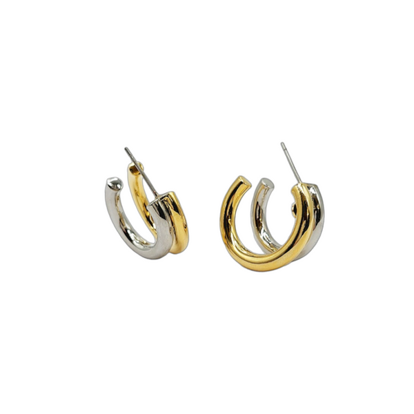 kenneth jay lane Two-Tone Hoop Pierced Earrings