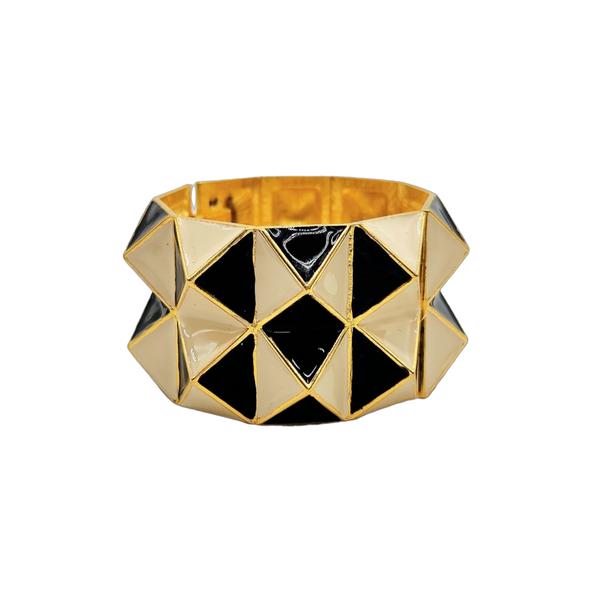 kenneth jay lane Vintage Black & White Pyramid Cuff