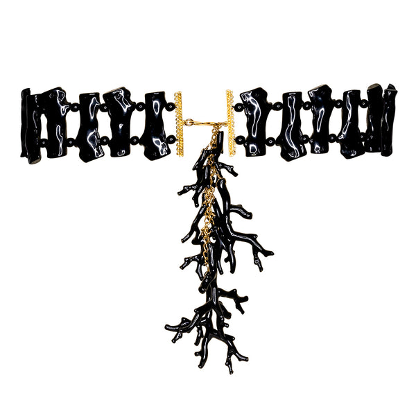 kenneth jay lane Vintage Gold And Black Coral Belt