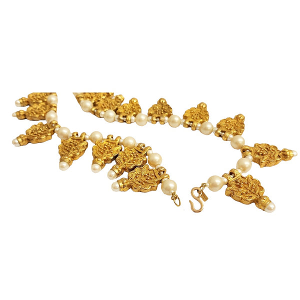 Kenneth Jay Lane Vintage Gold And Pearl Drop Belt