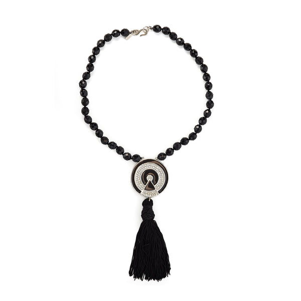 kenneth jay lane Vintage Jet Bead Deco Necklace
