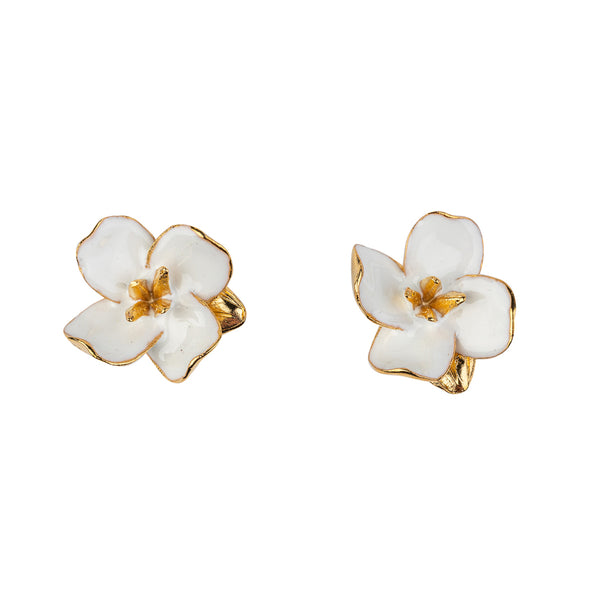 kenneth jay lane White and Gold Flower Earring