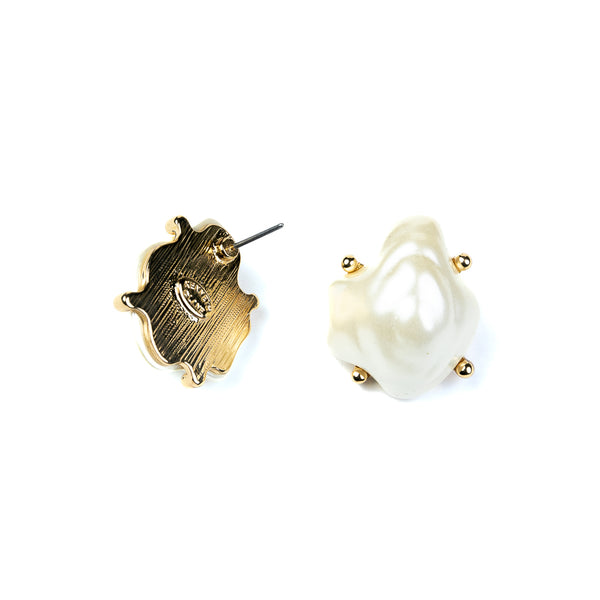 Kenneth Jay Lane White Baroque Pearl Earrings