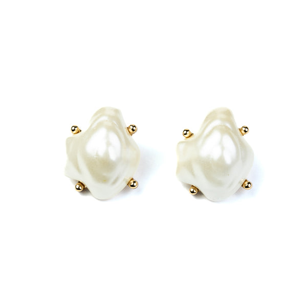 kenneth jay lane White Baroque Pearl Earrings