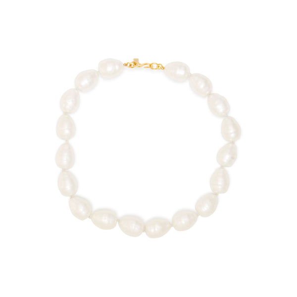 kenneth jay lane White Baroque Pearl Gold Necklace