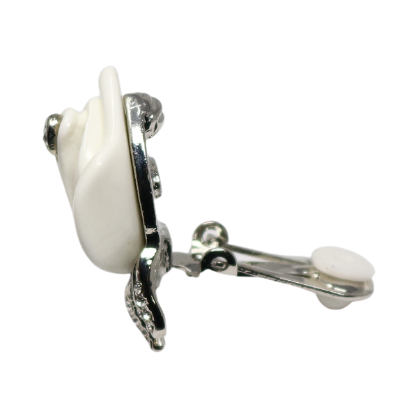 Kenneth Jay Lane White & Black Leaves Clip Earring