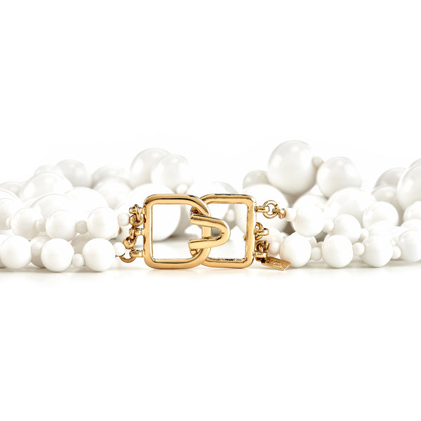 Kenneth Jay Lane White Cluster Drops Necklace