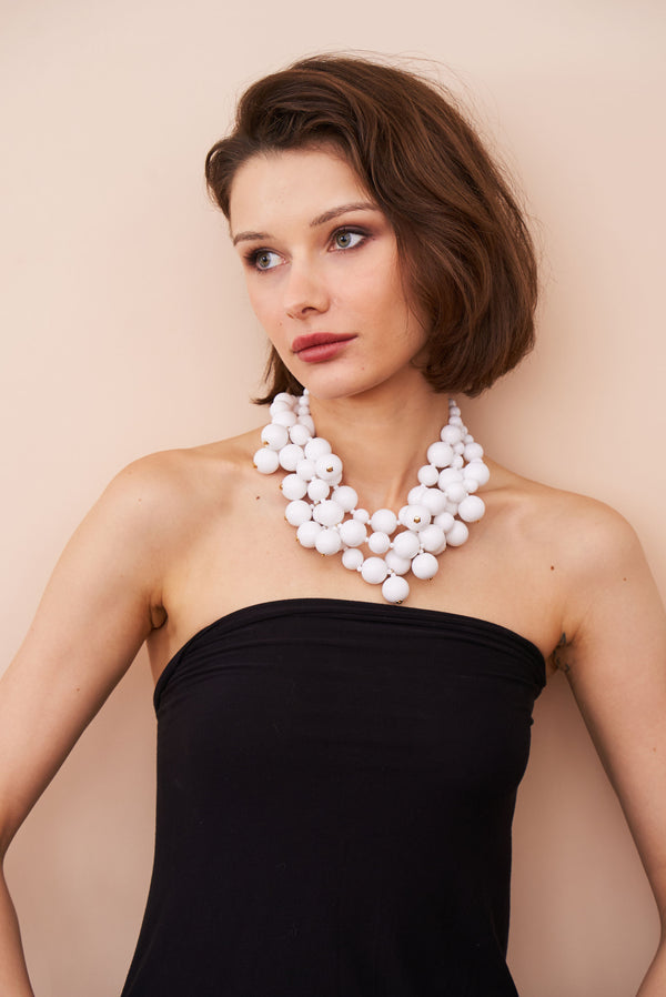 Kenneth Jay Lane White Cluster Drops Necklace