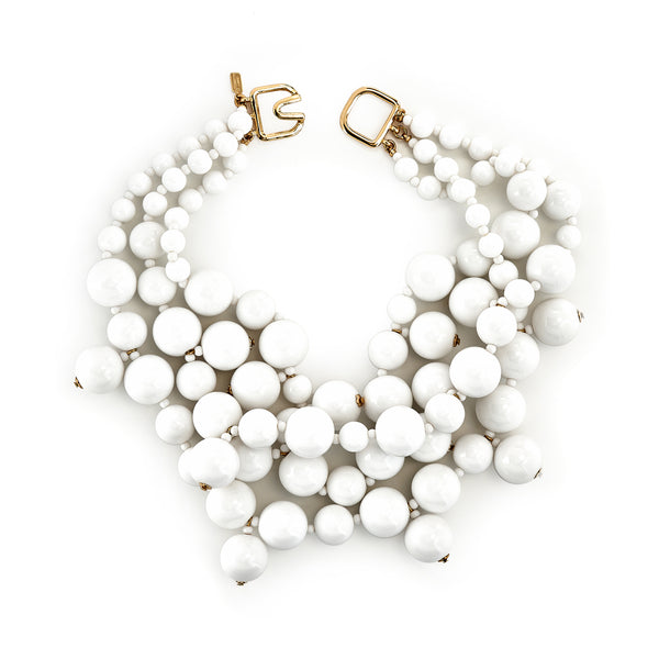 kenneth jay lane White Cluster Drops Necklace