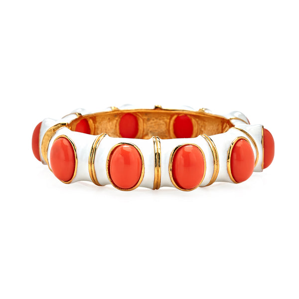 kenneth jay lane White & Coral Cabochons Bracelet