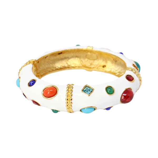 kenneth jay lane White Enamel Gemstone Bangle
