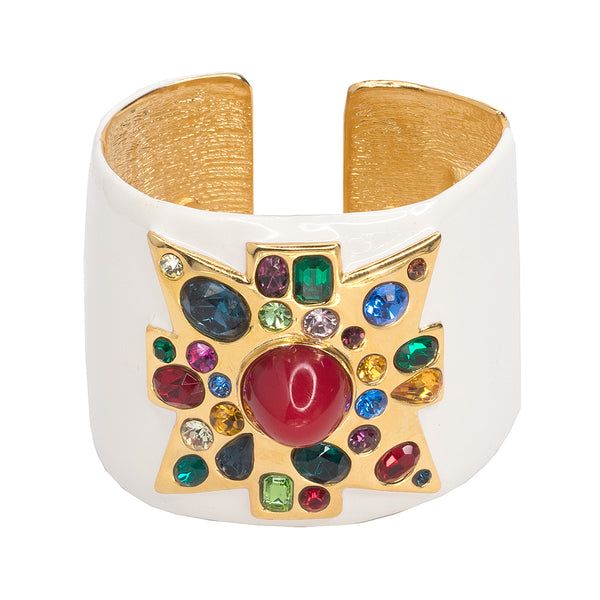 kenneth jay lane White Enamel Maltese Cross Cuff