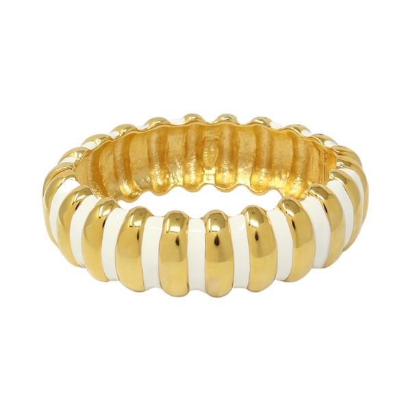 kenneth jay lane White Enamel Ribbed Bracelet