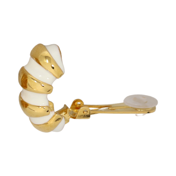 Kenneth Jay Lane White Enamel Shrimp Clip Earring