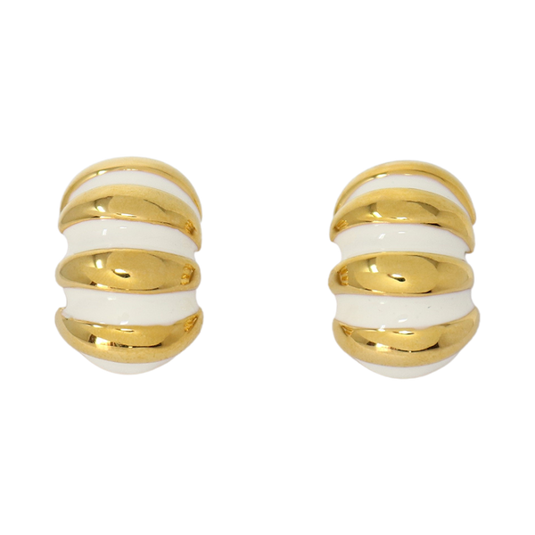 kenneth jay lane White Enamel Shrimp Clip Earring