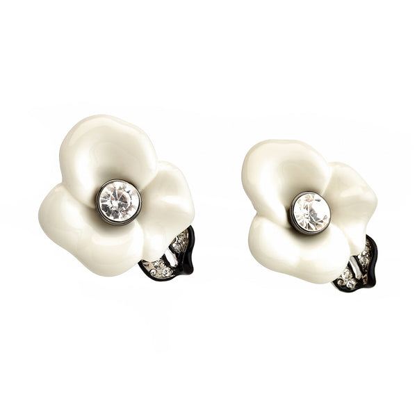 kenneth jay lane White Flower Clip-On Earrings