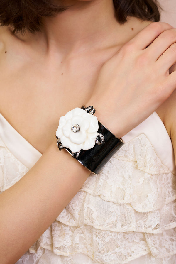 Kenneth Jay Lane White Flower Cuff Bracelet