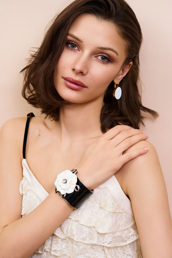 Kenneth Jay Lane White Flower Cuff Bracelet