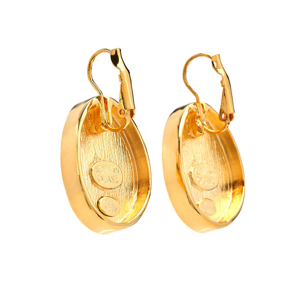 Kenneth Jay Lane White Kidney Pierced Earrings