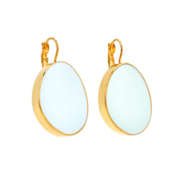 kenneth jay lane White Kidney Pierced Earrings