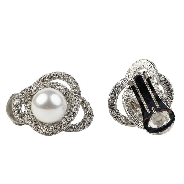 Kenneth Jay Lane White Pearl Center Clip Earring