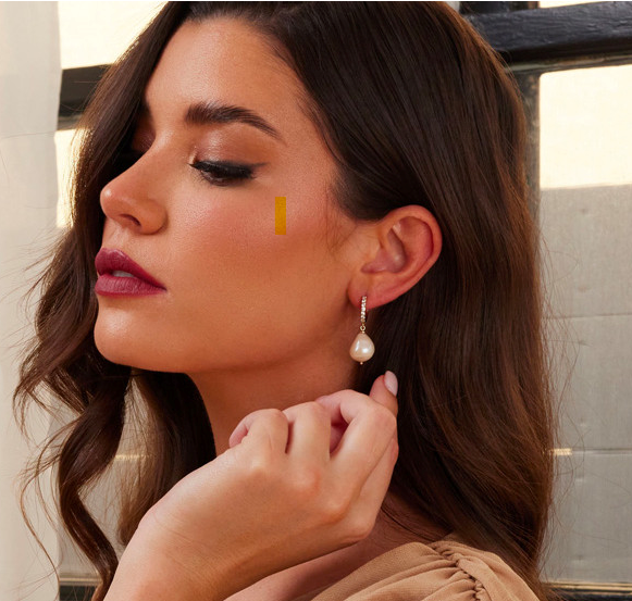 Kenneth Jay Lane White Pearl Drop Hoop Earrings