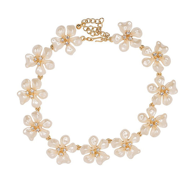 kenneth jay lane White Pearl Flower Necklace
