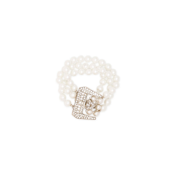 kenneth jay lane White Pearl & Rhodium Bracelet