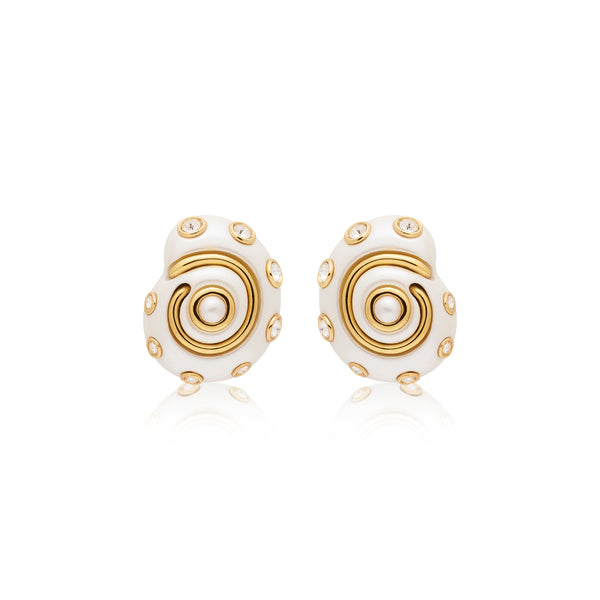 kenneth jay lane White Pearl Snail Earrings