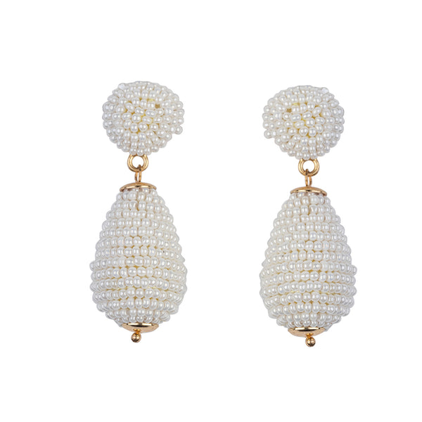 kenneth jay lane White Seed Bead Pierced Earring