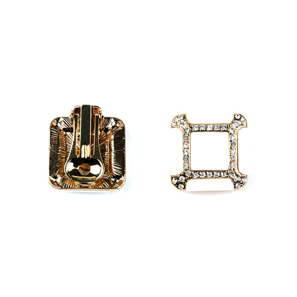 Kenneth Jay Lane White Square Clip Earrings